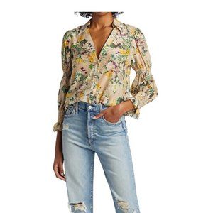 ALICE + OLIVIA Cosima Smocked Tiered-Sleeve Blouse - As New! - size M